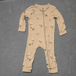 Kyte Baby Zippered Romper - Khaki Magnolia - 3-6mo